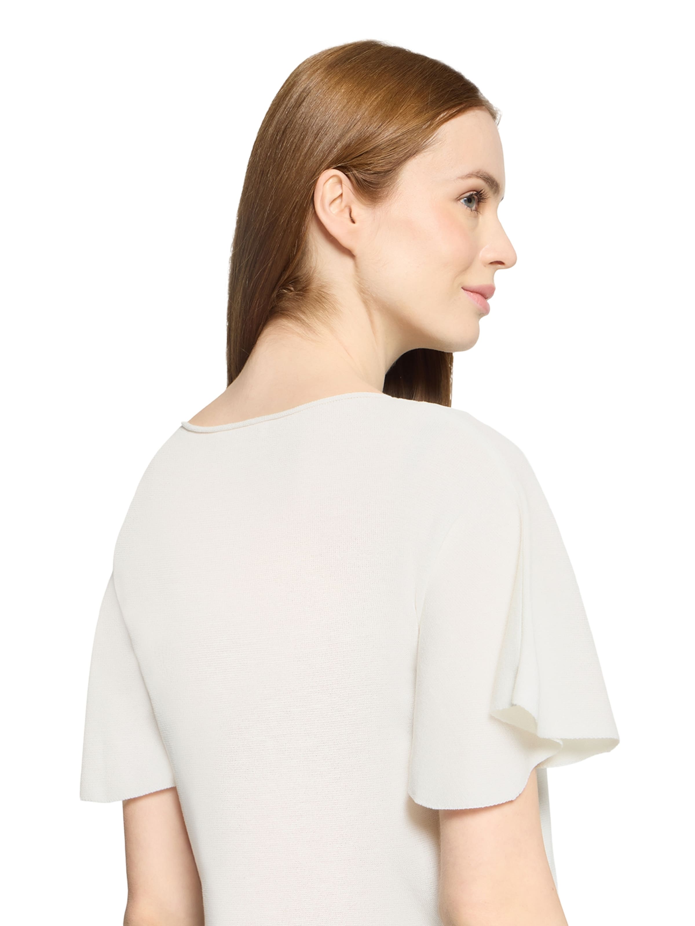 Cartoon Strickpullover mit Flügelärmeln in Weiß