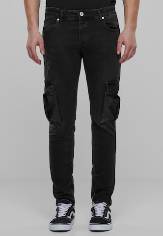Slimfit Jeans cargo di 2Y Premium in nero: frontale
