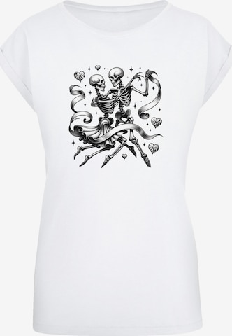 T-shirt 'Skelettpaar tanzt mit Band' F4NT4STIC en blanc : devant