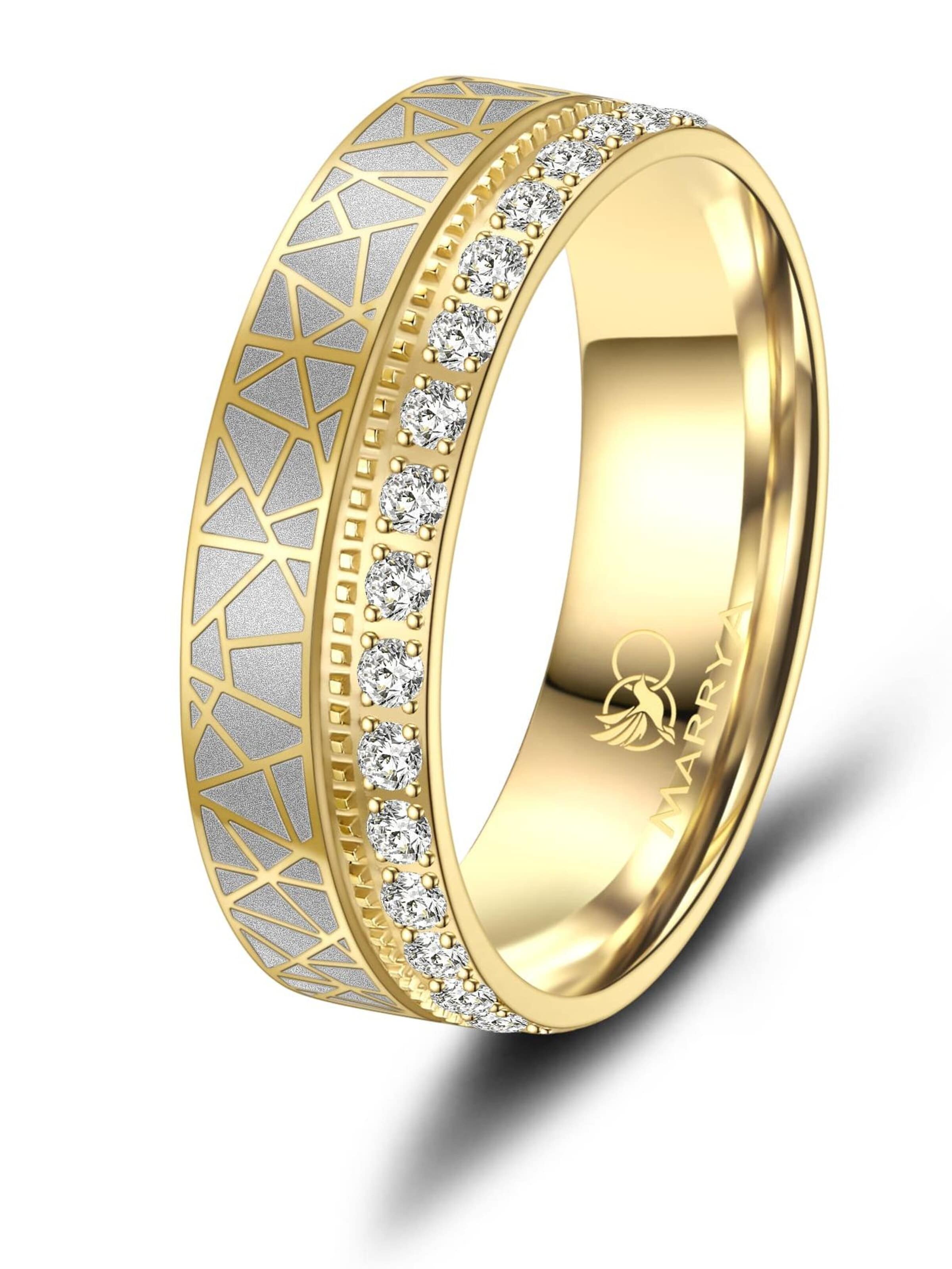 MARRYA Ring 'MARRYA ES-37 Ehering aus Edelstahl - Gold plattiert' i guld: framsida