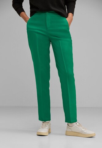 STREET ONE Tapered Pleated Pants in Green: front