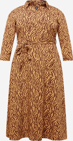 PIECES Curve Shirt dress 'April' in Brown: front