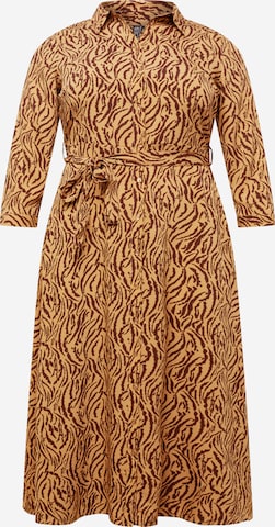 PIECES Curve Shirt Dress 'April' in Brown: front