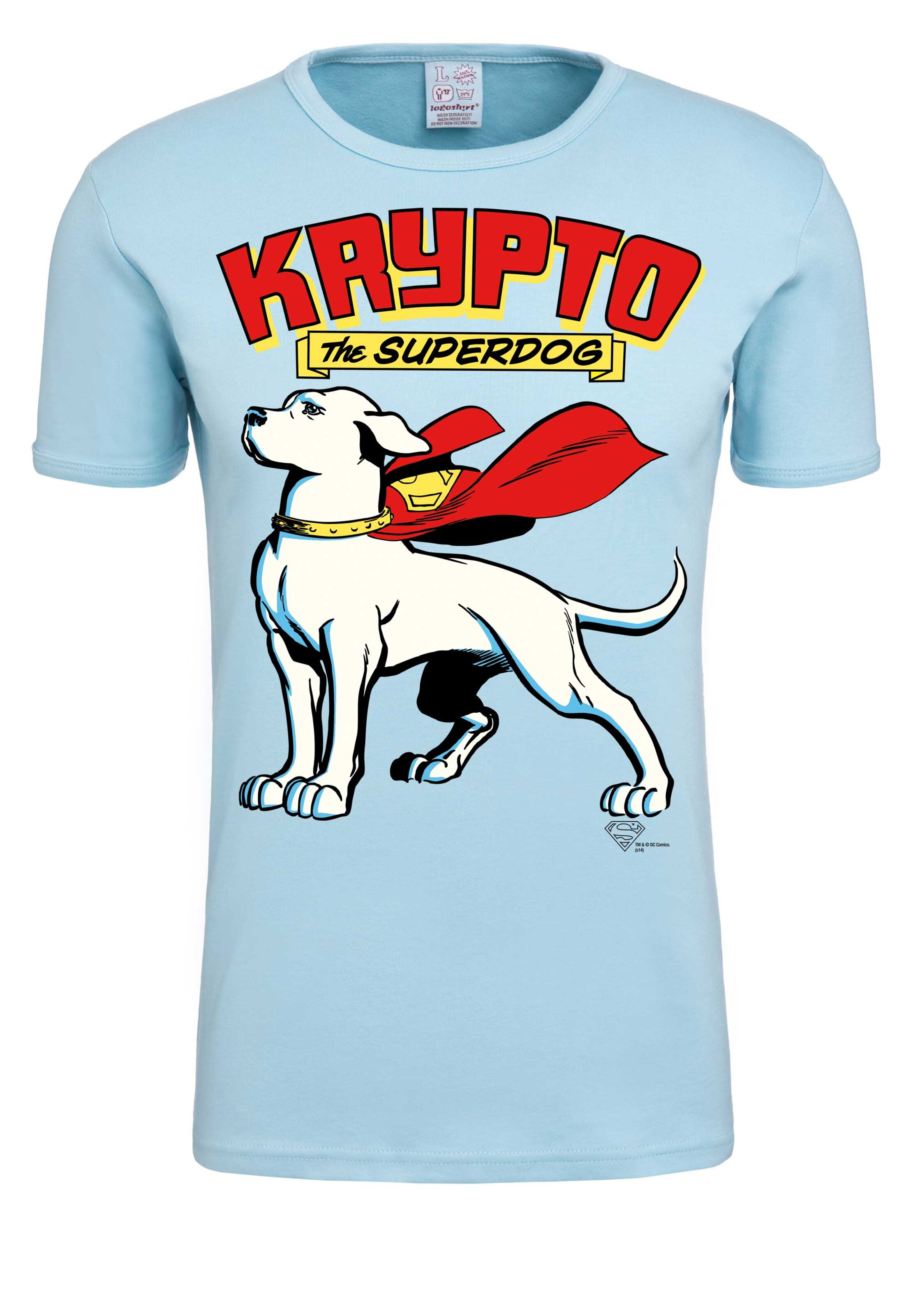 LOGOSHIRT T-Shirt 'Krypto the Superdog' in Blau: Vorderseite
