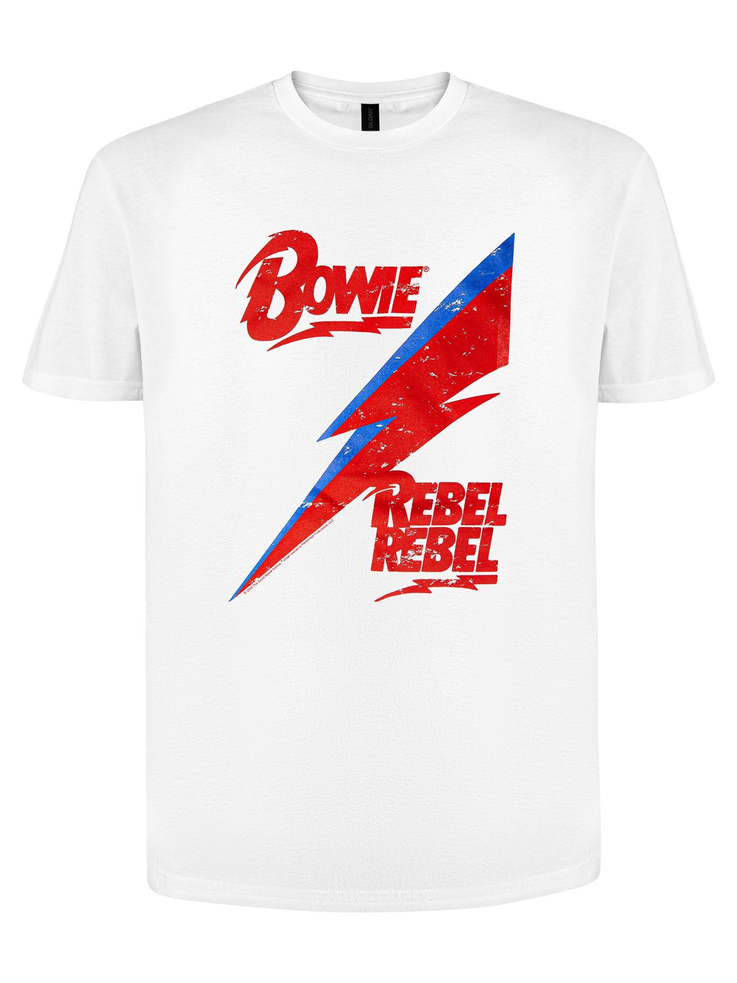 Maglietta 'David Bowie Rebel, Rebel   T-Shirt' di Rockshirts in bianco: frontale