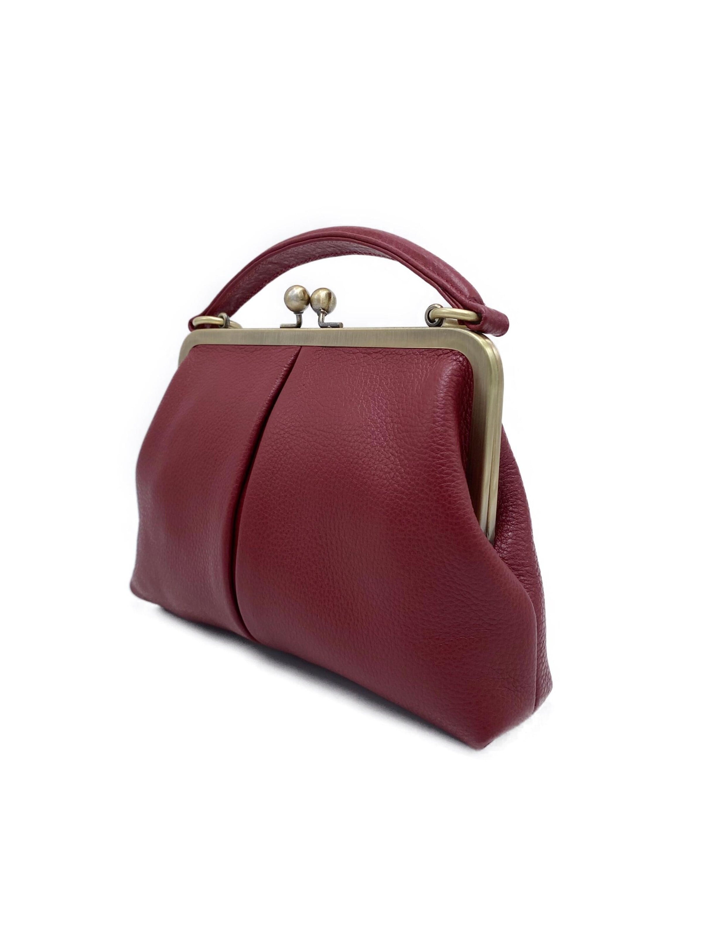 Taschenkinder Handbag 'Kleine Olive – Leder Handtasche & Umhängetasche' in Red