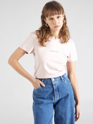 T-shirt Calvin Klein Jeans en rose : devant