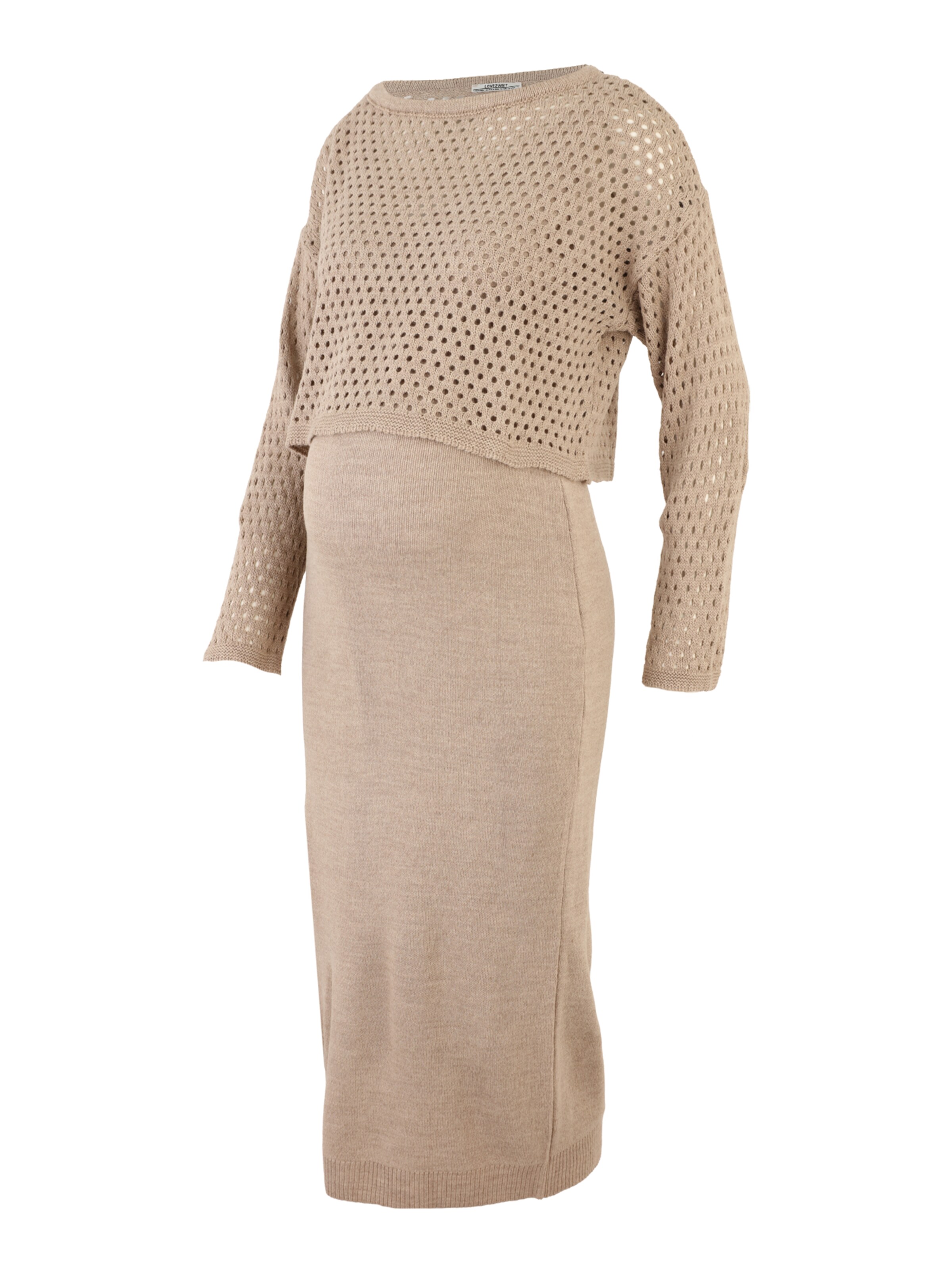 LOVE2WAIT Gebreide jurk in Beige: voorkant