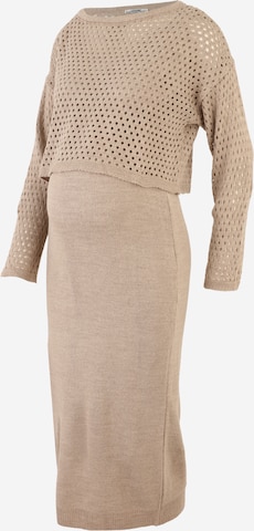 LOVE2WAIT - Vestido de malha em bege: frente