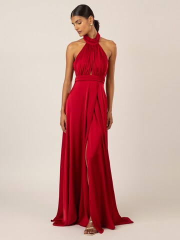APART Langes Satin Kleid in Rot: Vorderseite