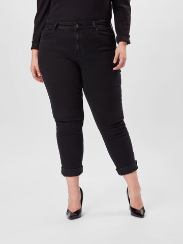 PIECES Curve Skinny Jeans 'Luna' in Zwart: voorkant