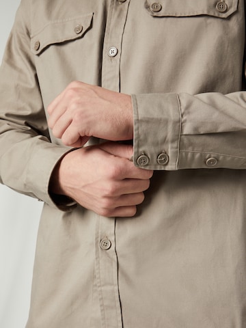 ABOUT YOU x Kevin Trapp Regular fit Button Up Shirt 'Jeremias' in Beige