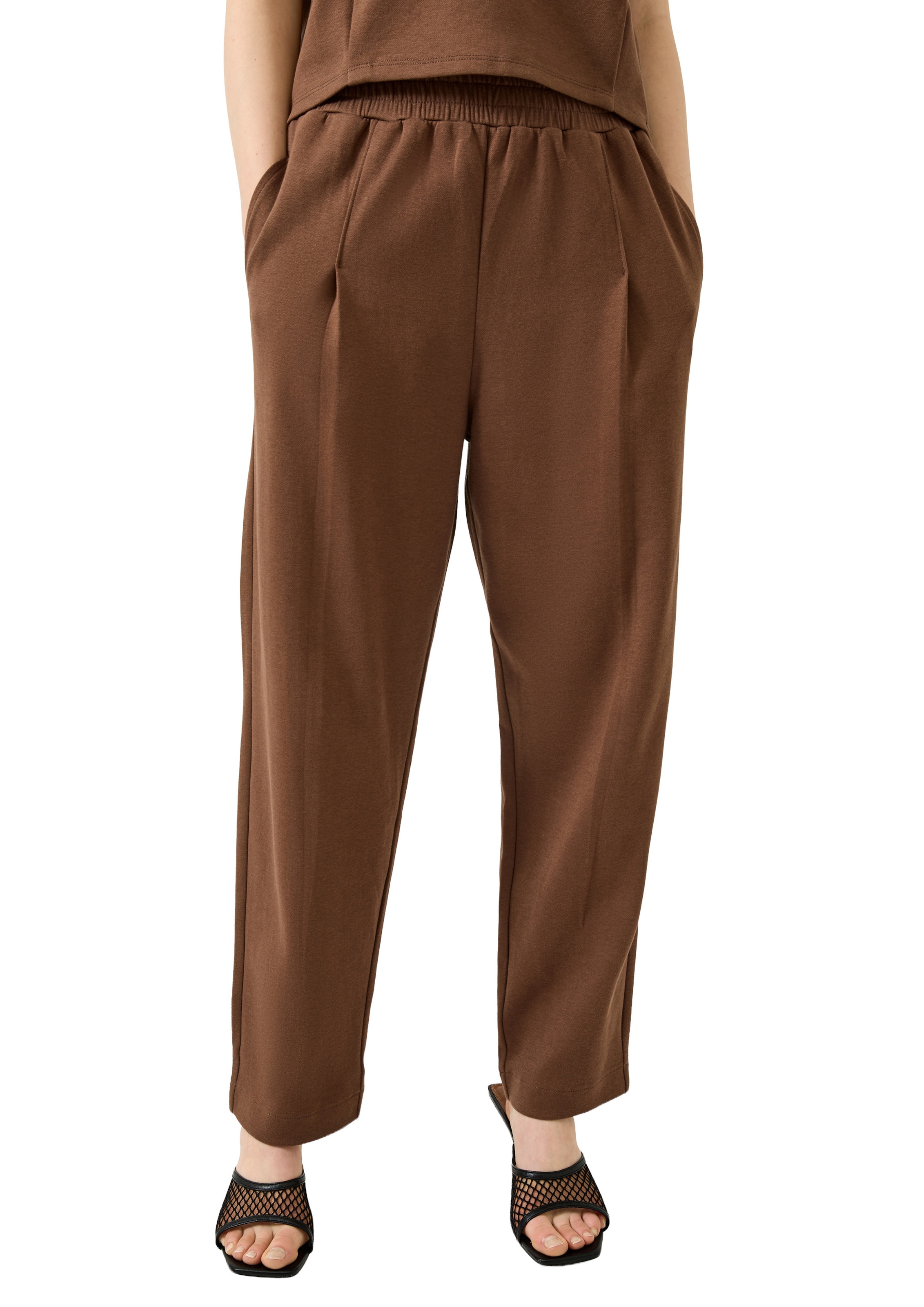 Loosefit Pantalon à pince QS en marron : devant