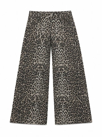IT'S BASIC Wide Leg Jeans 'LEOPARD PALAZZO MID RISE JEANS'‌‌‌‌‌ in Braun
