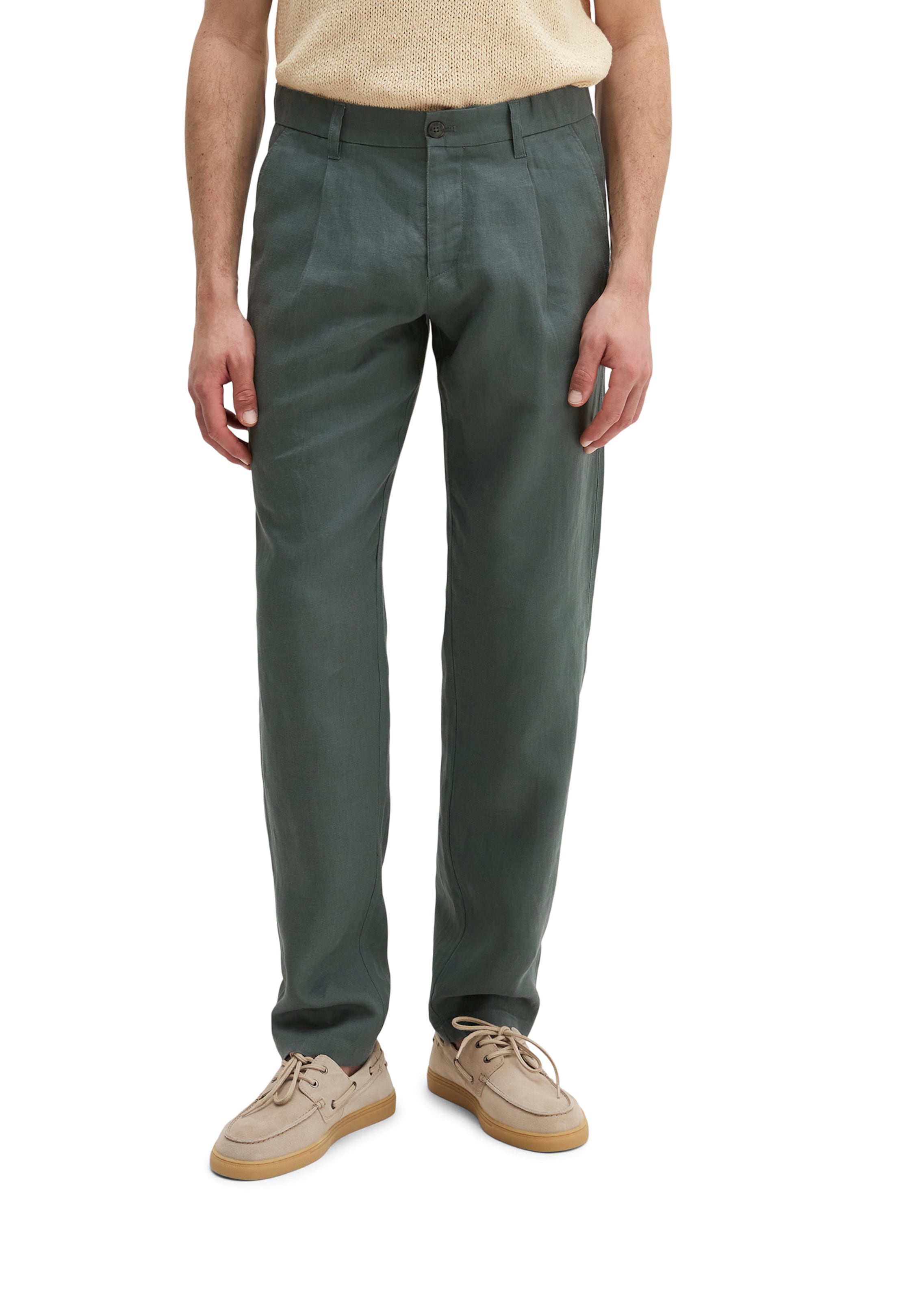 Marc O'Polo Tapered Pleat-front trousers in Grey: front