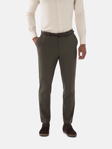 BENVENUTO Slim fit Trousers with creases '4032' in Green: front