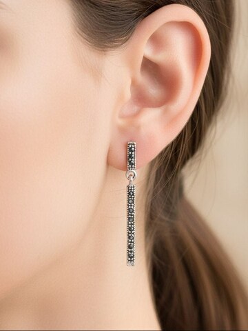 La Moda Me - Pendientes 'Night Dinner - Sterling Silver Elegant Evening' en negro