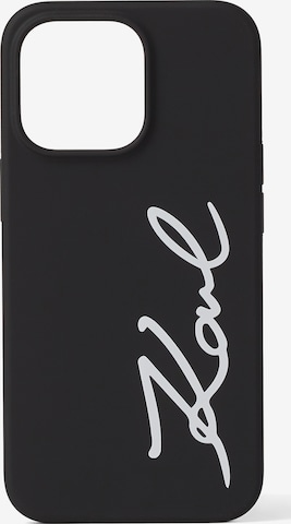 melns Karl Lagerfeld Viedtālruņa maciņš 'Signature Logo iPhone 13 Pro': no priekšpuses