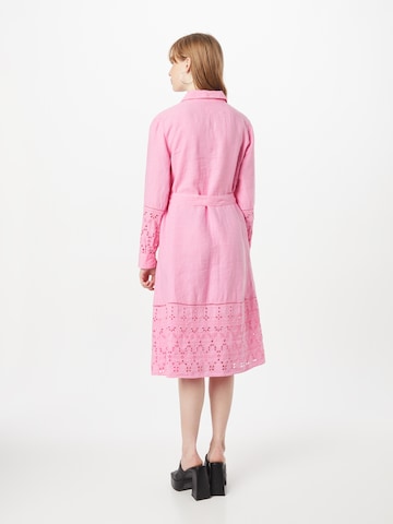 120% Lino Sukienka koszulowa w kolorze różowy