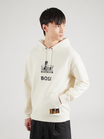 BOSS Sweatshirt 'Warner_NFL' in Wit: voorkant