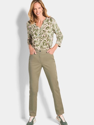 Coupe slim Pantalon 'Louisa' Goldner en vert