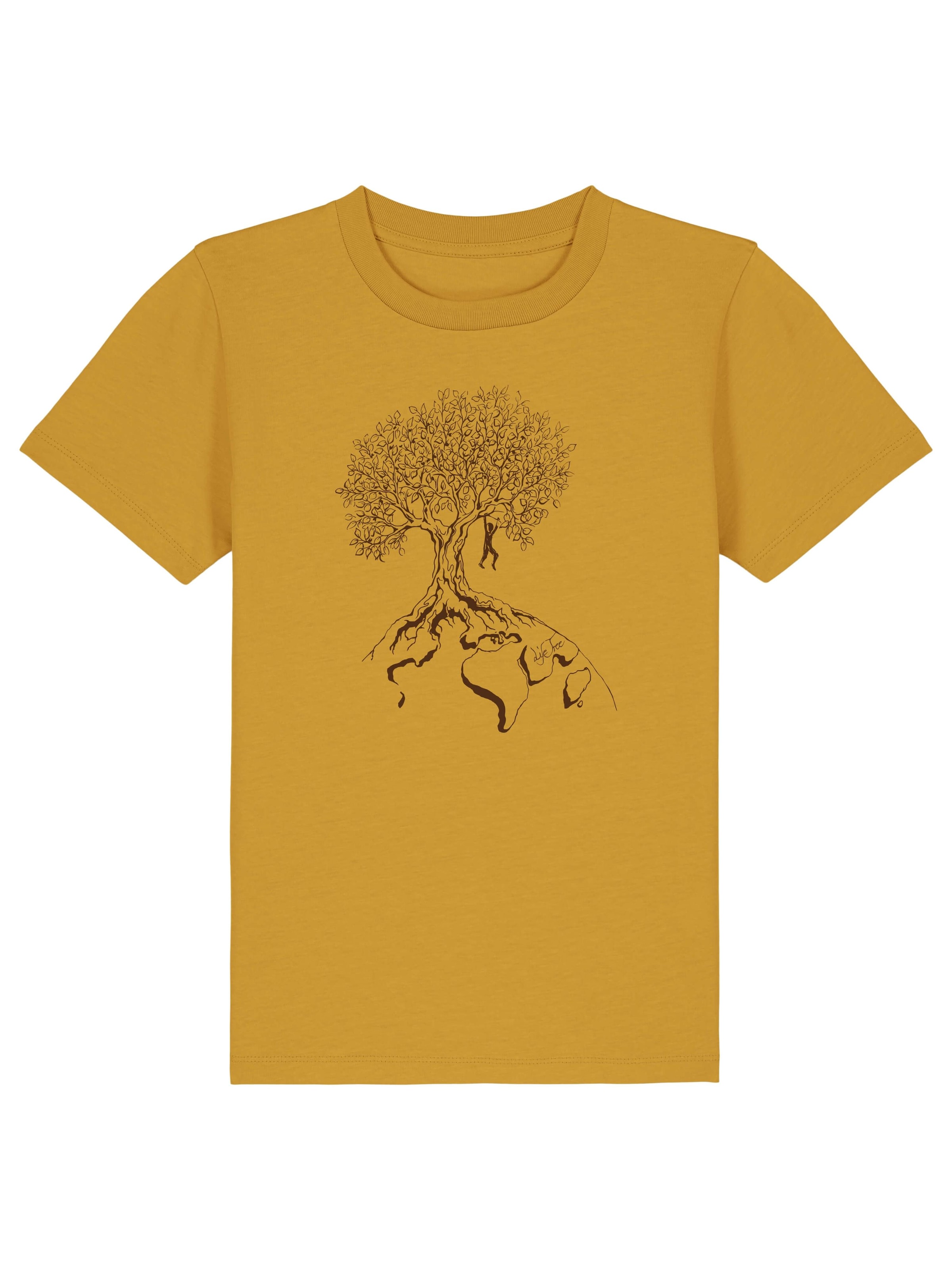 Life-Tree Shirt 'Organic Fairwear Shirt Kids Unisex Hanging On' in Brown: front