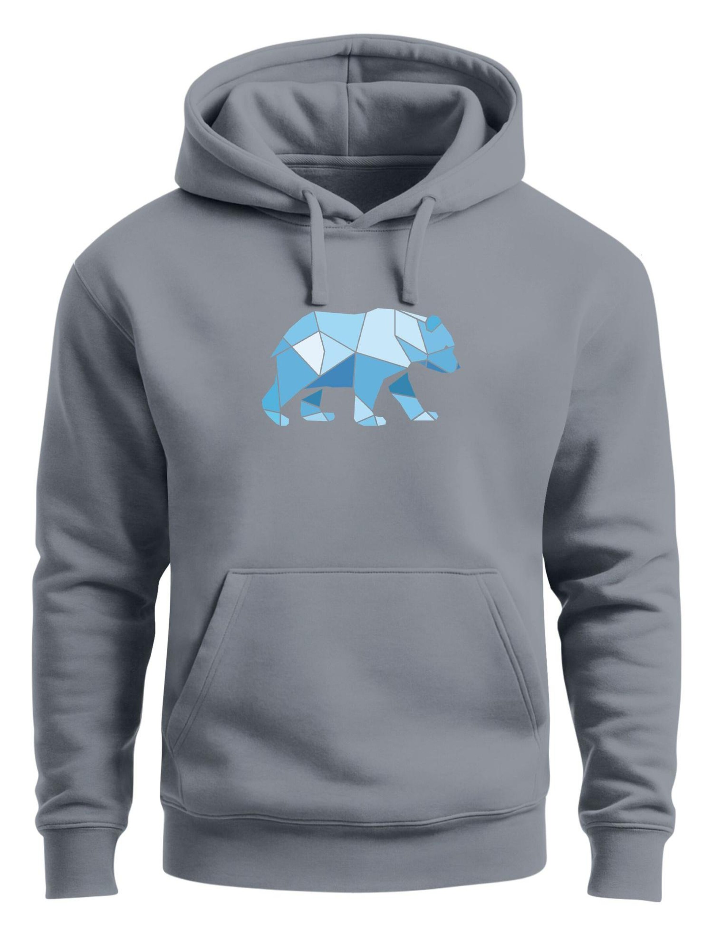 Neverless Sweatshirt 'Bär Polygon Blau' in Grey: front