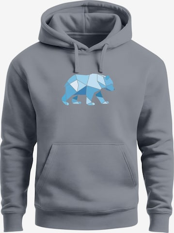 Neverless Sweatshirt 'Bär Polygon Blau' in Grau: Vorderseite