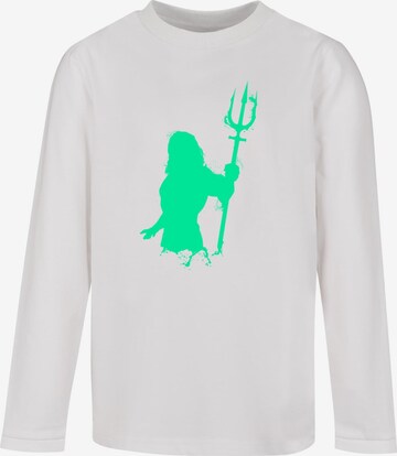 ABSOLUTE CULT Shirt 'Aquaman - Aqua Silhouette' in Wit: voorkant