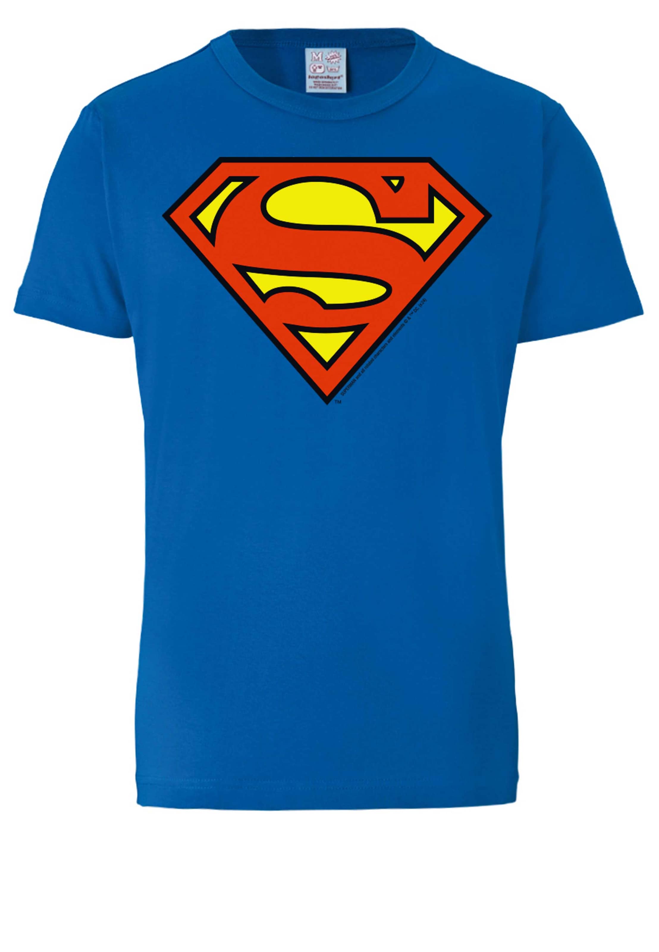 LOGOSHIRT Shirt 'DC - Superman Logo Clean' in Blue: front