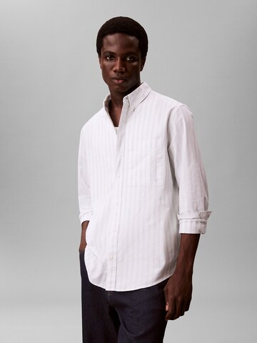 Calvin Klein Jeans Regular fit Button Up Shirt in White: front