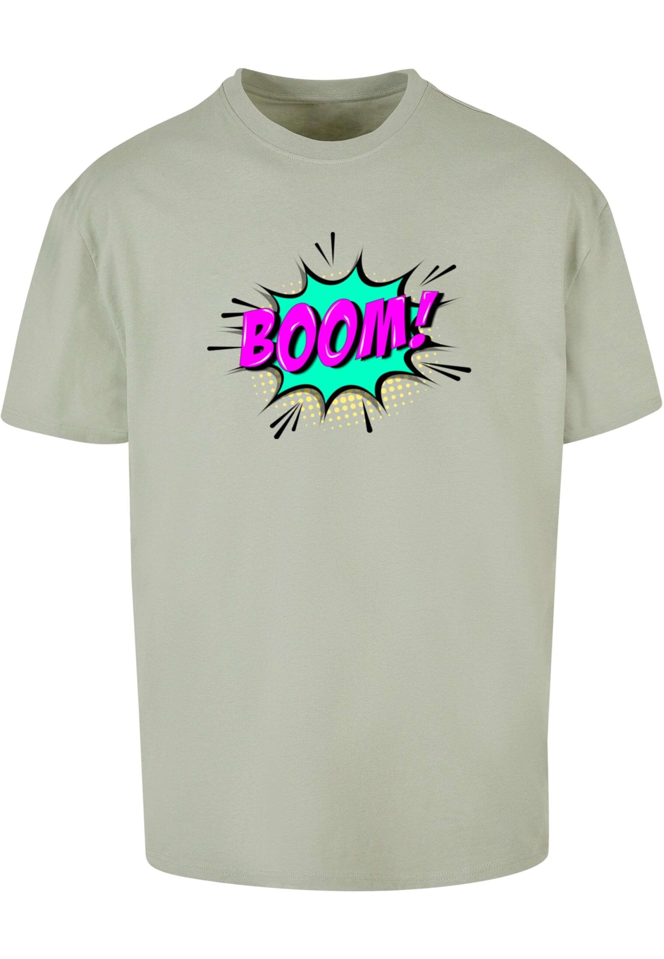 Merchcode Shirt 'Boom Comic' in Groen: voorkant
