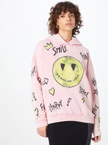 Sweat-shirt 'Smiley' Frogbox en rose : devant