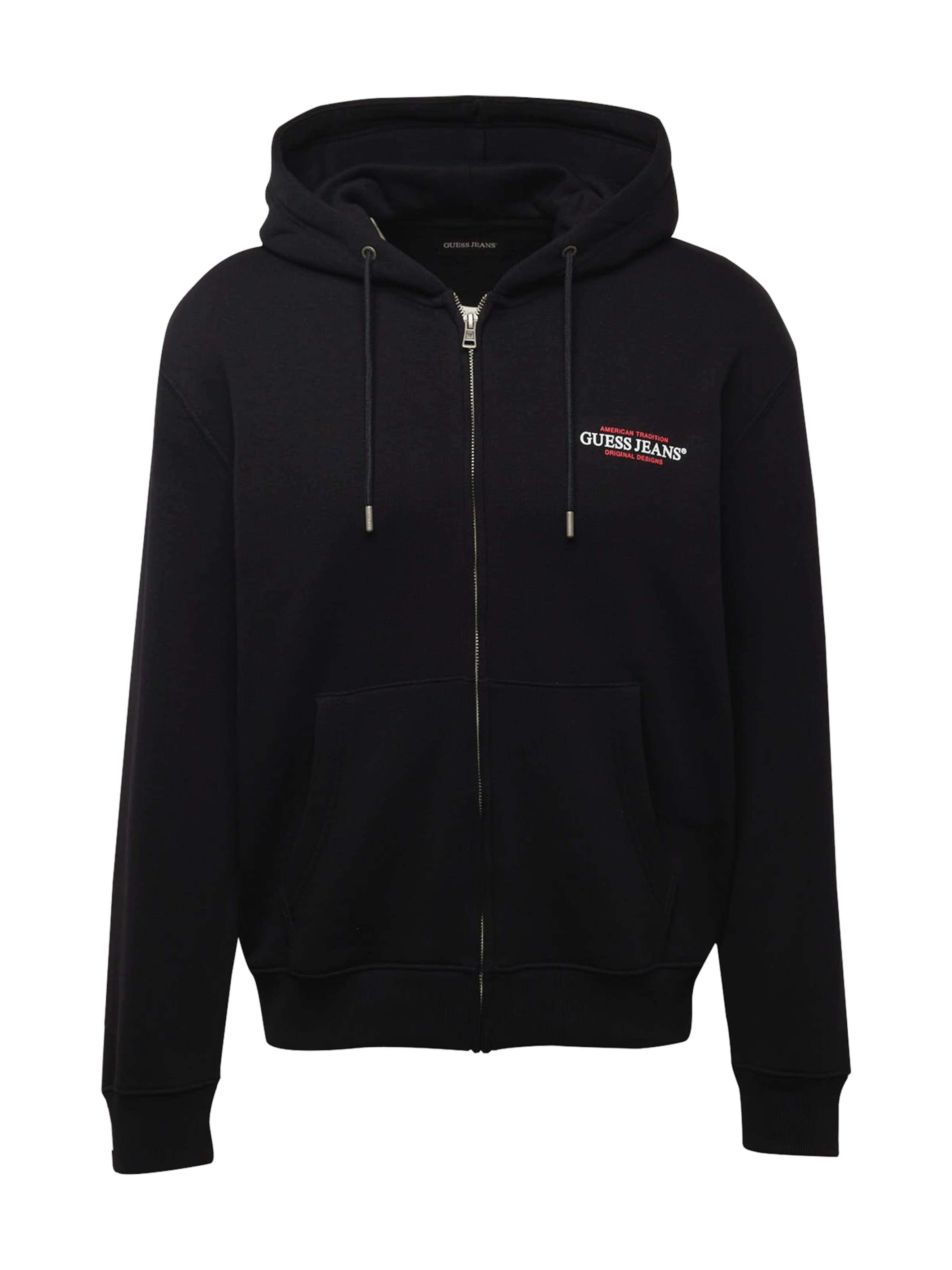 GUESS JEANS Sweatjacke in Schwarz: Vorderseite