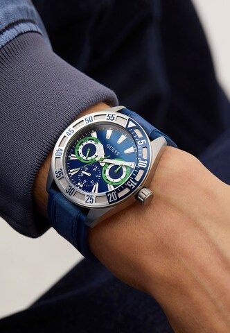 Montre à affichage analogique 'LETTERMAN' GUESS en bleu : devant