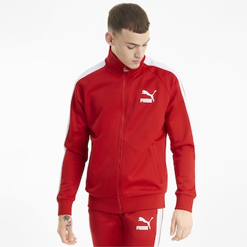 PUMA Zip-Up Hoodie 'Iconic T7' in Red: front