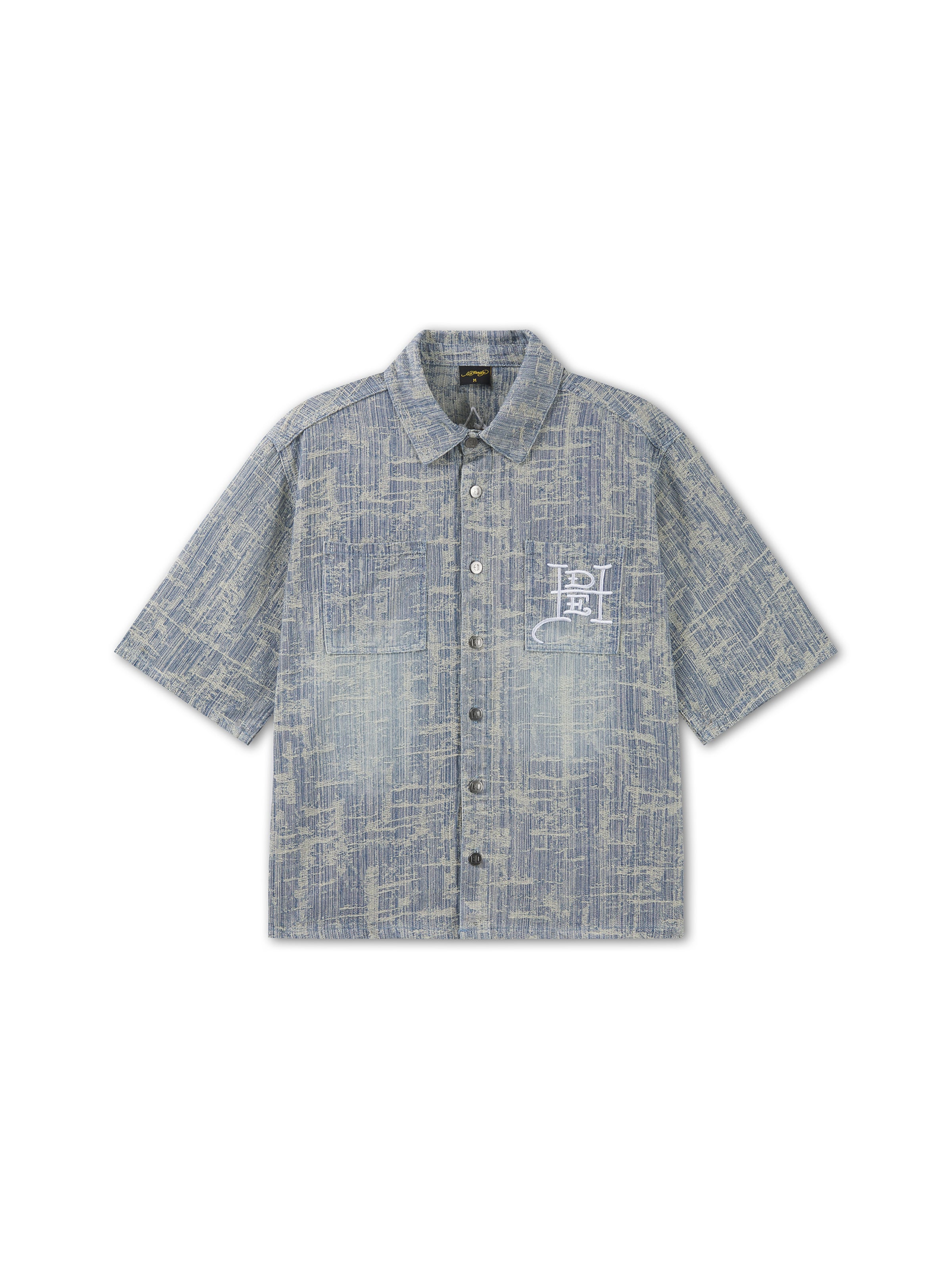 Ed Hardy Рубашка в Джинсовый синий / Серый / Белый, Обзор товара