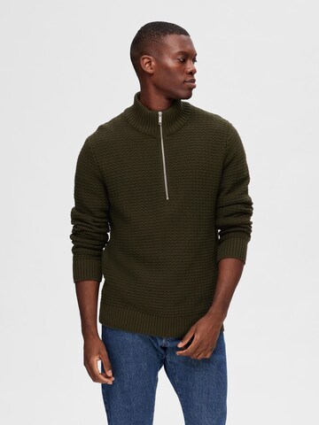 Pull-over 'SLHThim' SELECTED en vert : devant