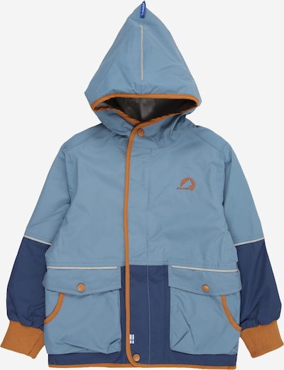 Demisezoninė striukė 'KIVA MOVE' iš FINKID, spalva – tamsiai mėlyna / šviesiai mėlyna / ruda (konjako), Prekių apžvalga