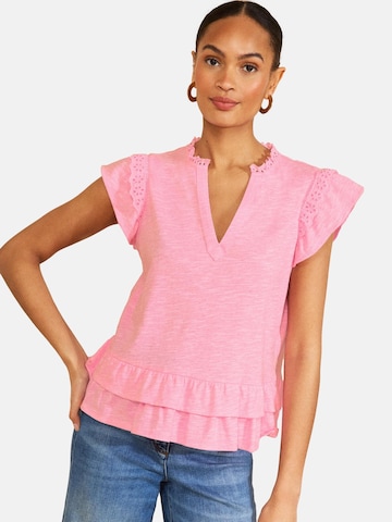 love & roses Футболка в Ярко-розовый: спереди