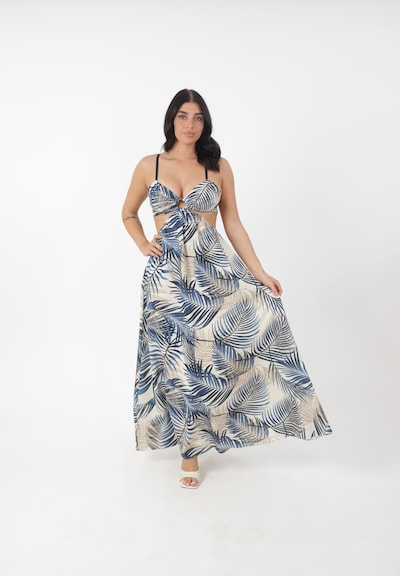 Elara Kleid in 40-42 in beige / blau / weiß, Produktansicht