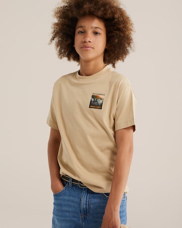 T-Shirt WE Fashion en beige : devant