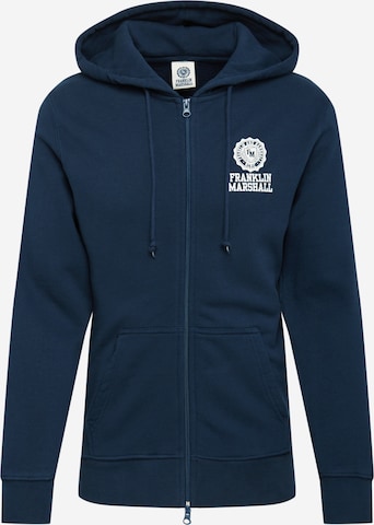 FRANKLIN & MARSHALL Zip-Up Hoodie in Blue: front