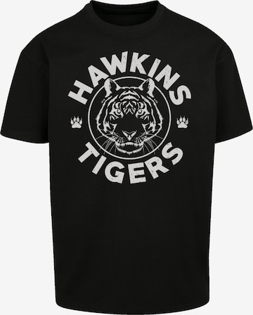 T-Shirt 'Stranger Things Hawkins Grey Tiger Netflix TV Series' F4NT4STIC en noir : devant