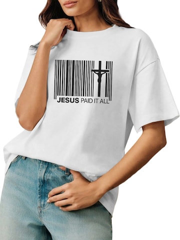 GORHEY Shirt 'Women's Summer Crew Neck Short-Sleeve Personalized Print Tees'‌ in Weiß: Vorderseite