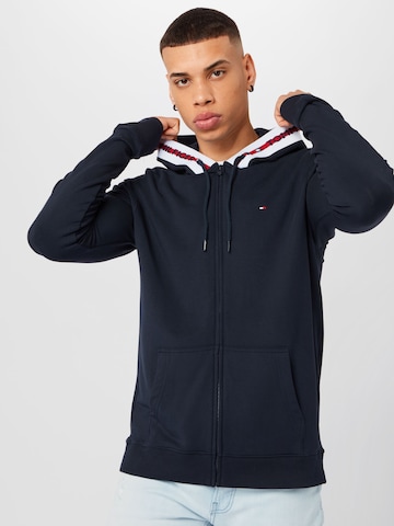 Tommy Hilfiger Underwear Zip-Up Hoodie in Blue: front