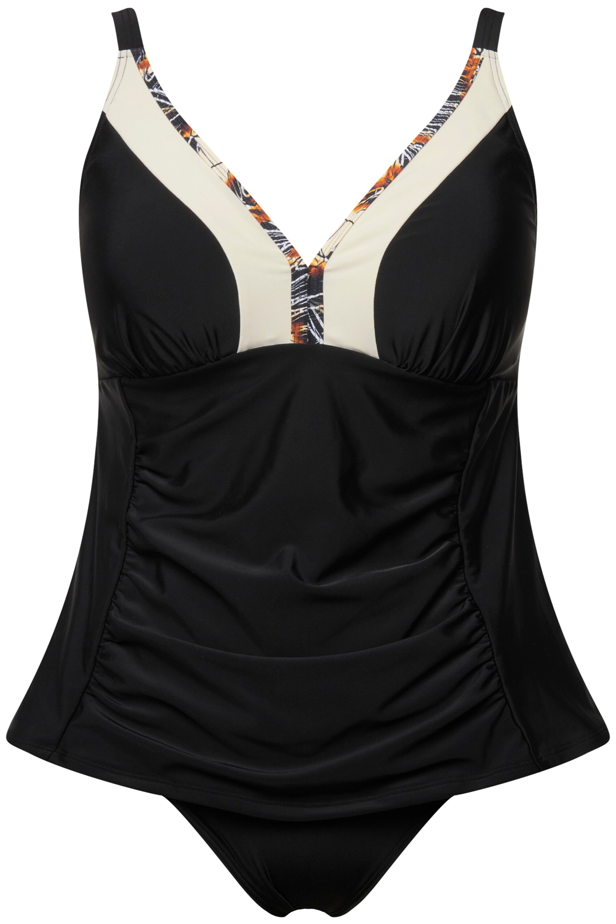 Ulla Popken Bustier Tankini in Zwart: voorkant