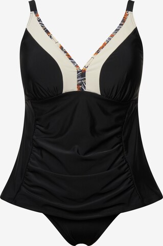 Ulla Popken - Bustier Tankini en negro: frente