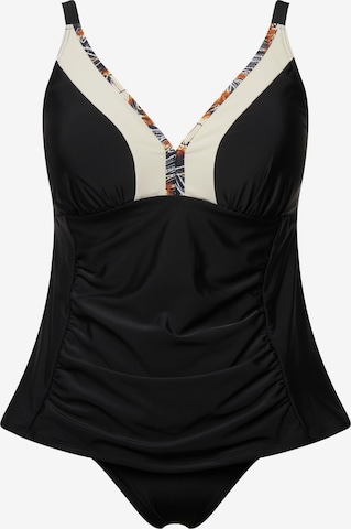 Ulla Popken Bustier Tankini in Zwart: voorkant