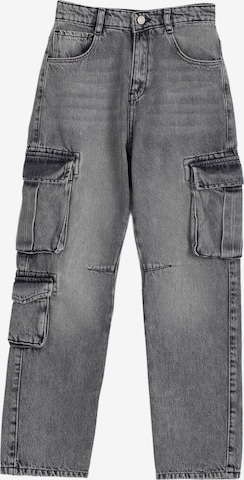 Solang Hose Denim-Cargo-Hose mit Cargotaschen in Grau: Vorderseite